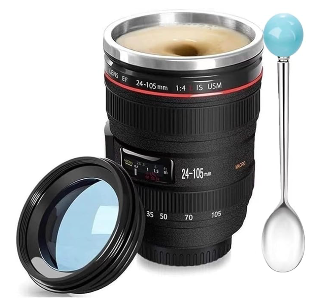 camera lens coffee mug