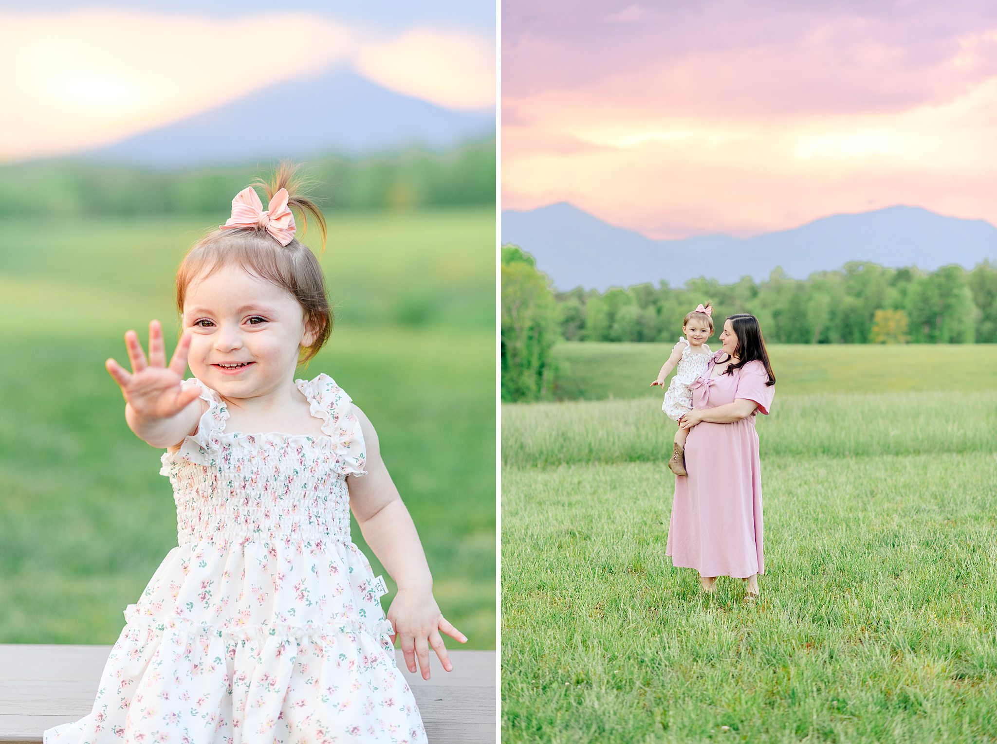 sunset photos with young family and toddler
