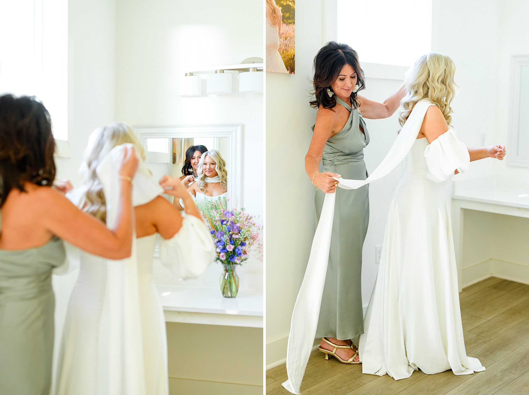 mother-in-law helping bride get ready