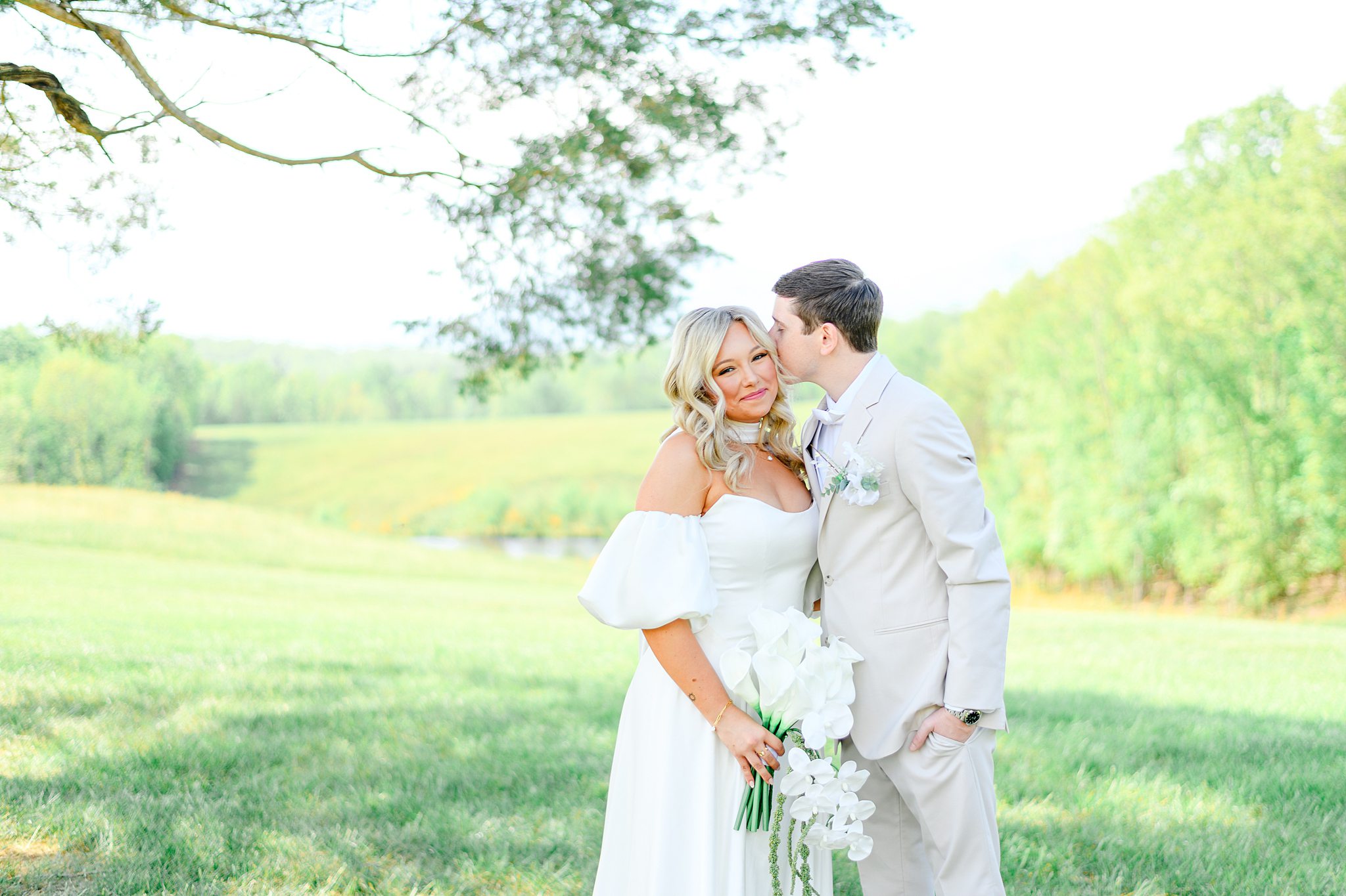 couple at cedar oaks farm reception
