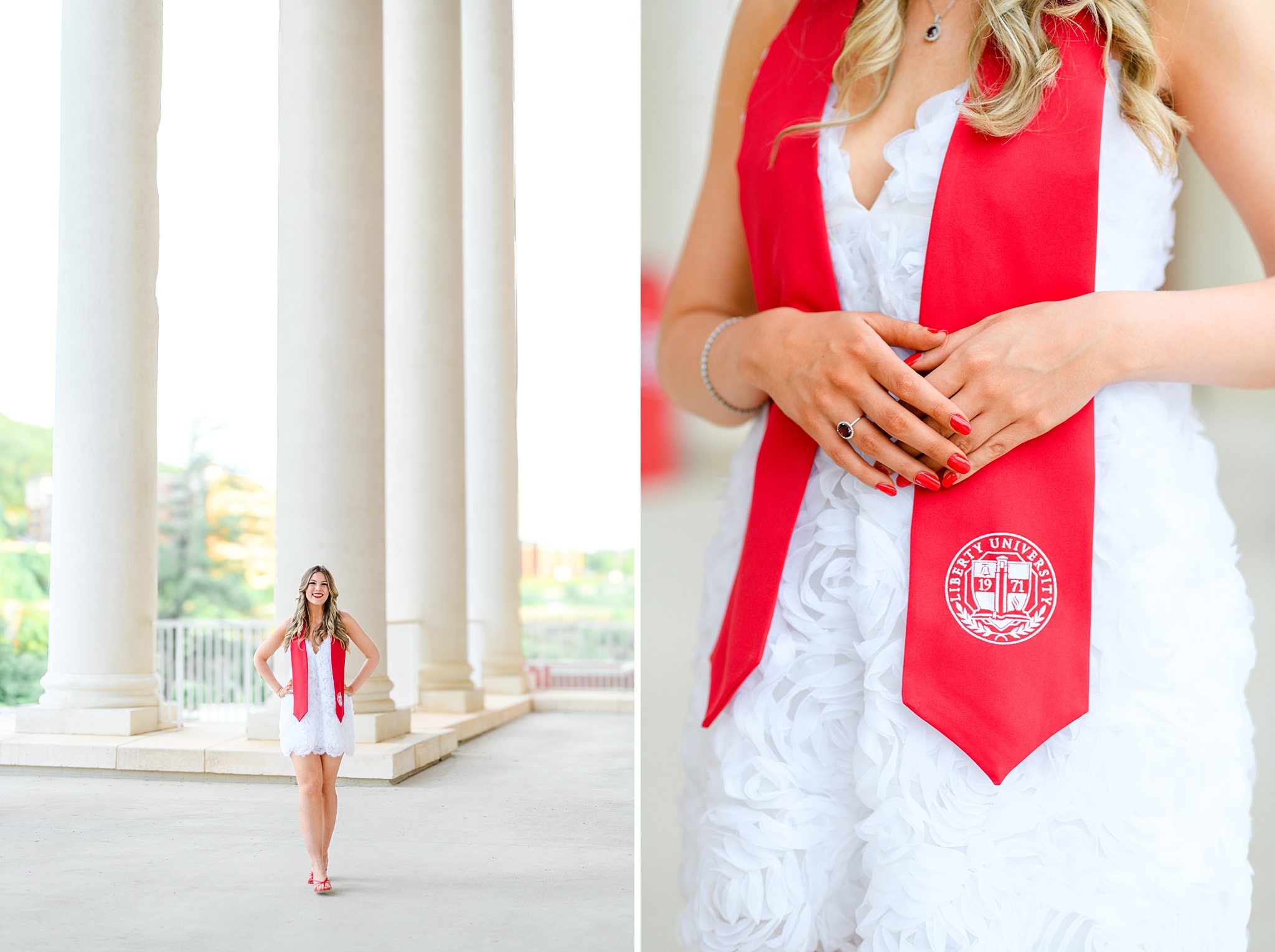 close up of graduate during Liberty University graduation photos on campus