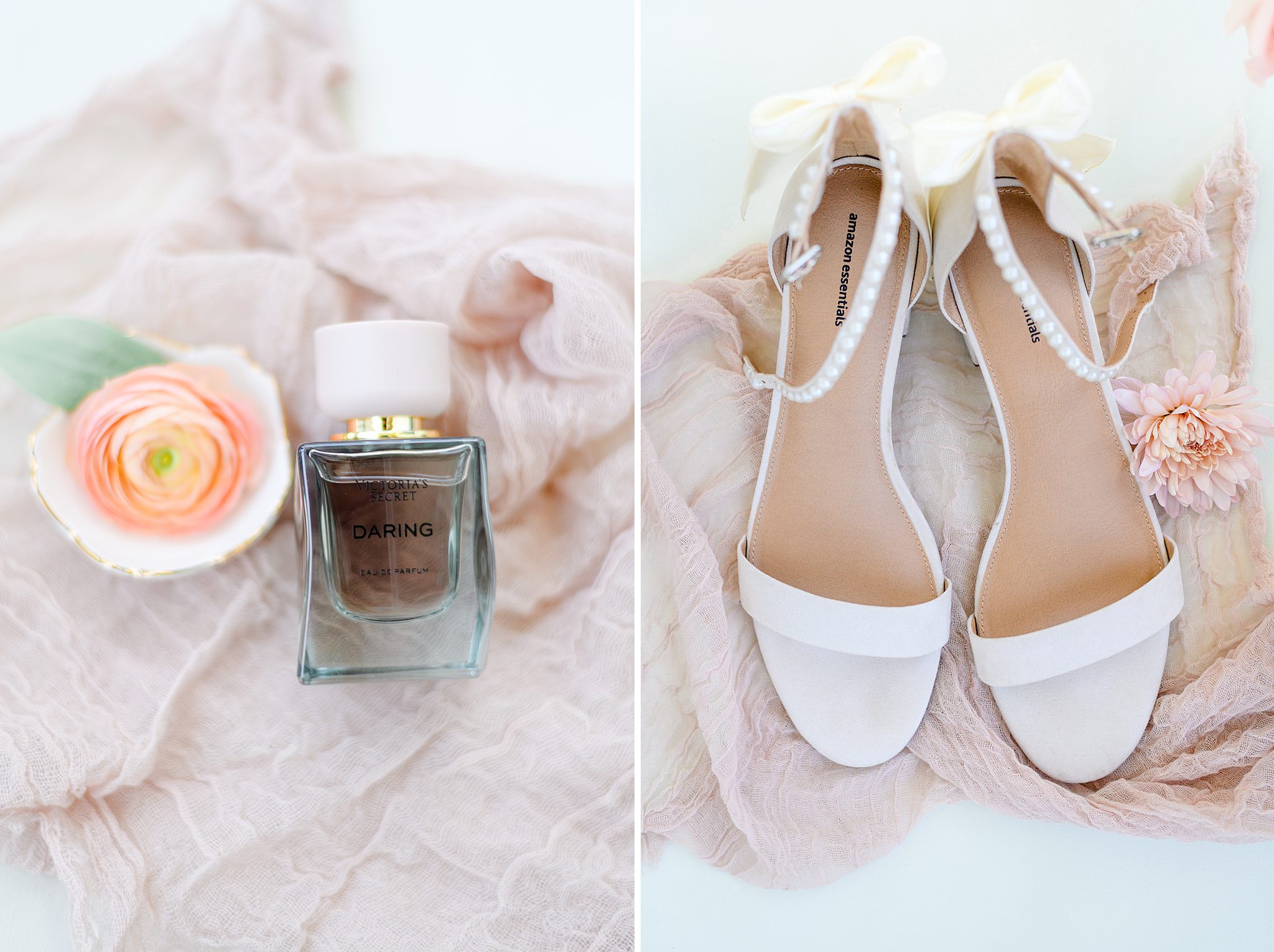 Spring Grove wedding details including bridal shoes and and vow book