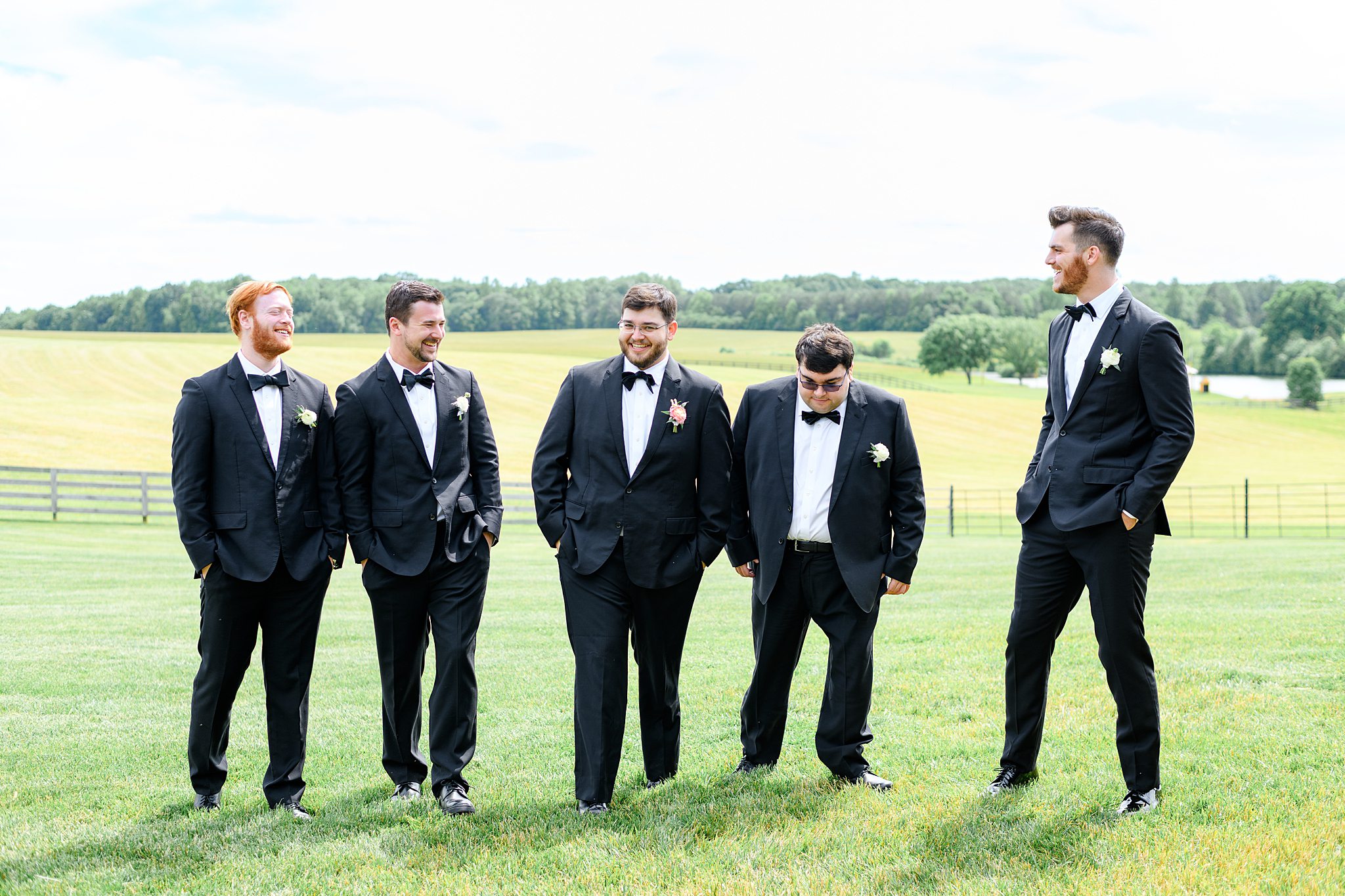 groomsmen laughing for pictures at Spring Grove wedding venue