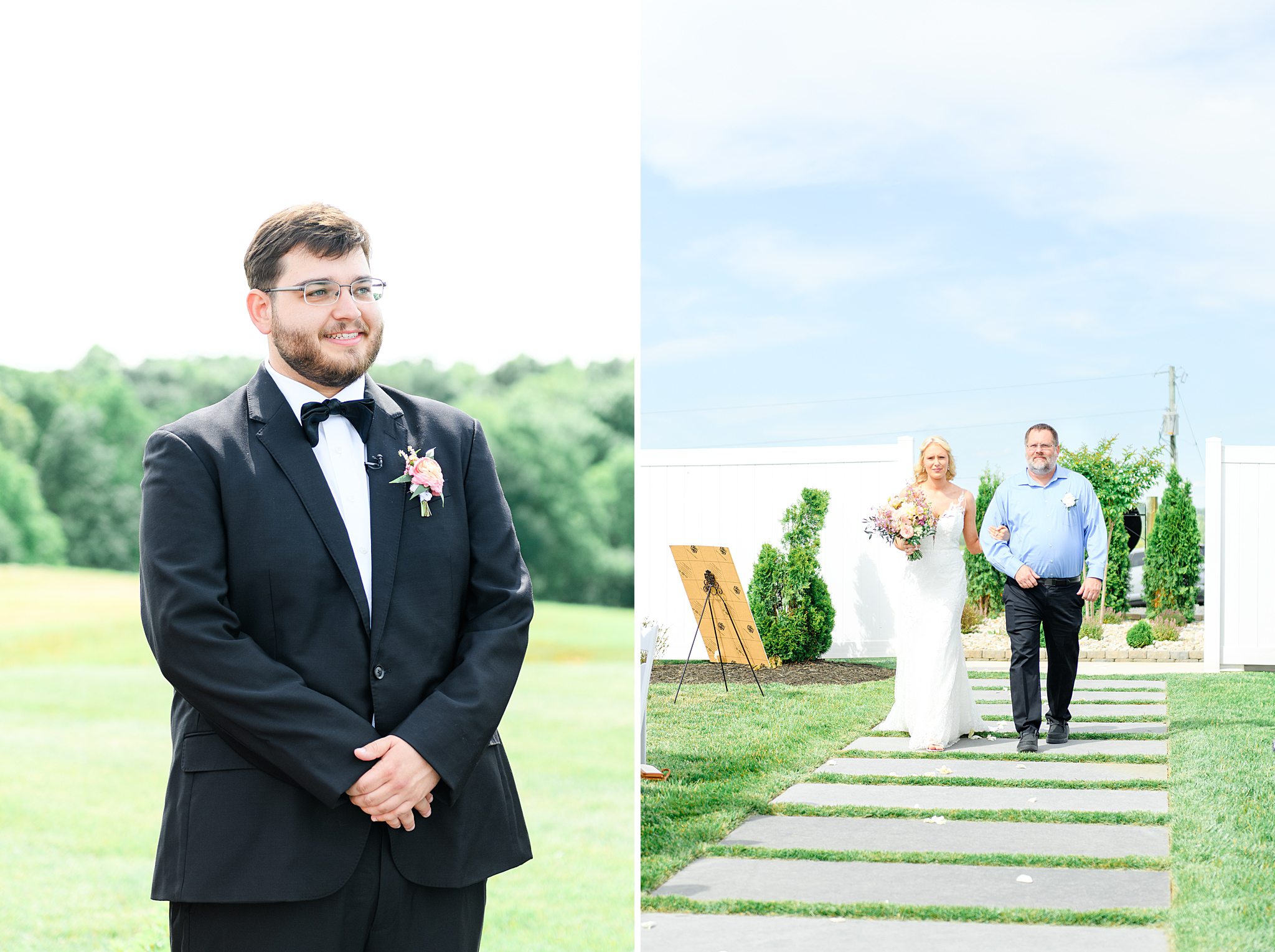 bride walking down the aisle at Spring Grove Ranch