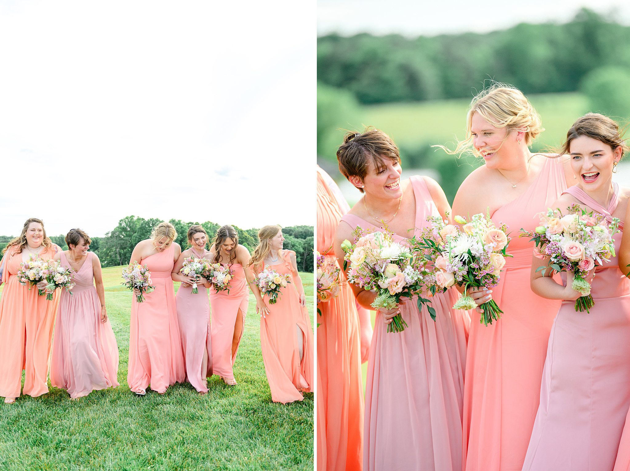 bridesmaids walking