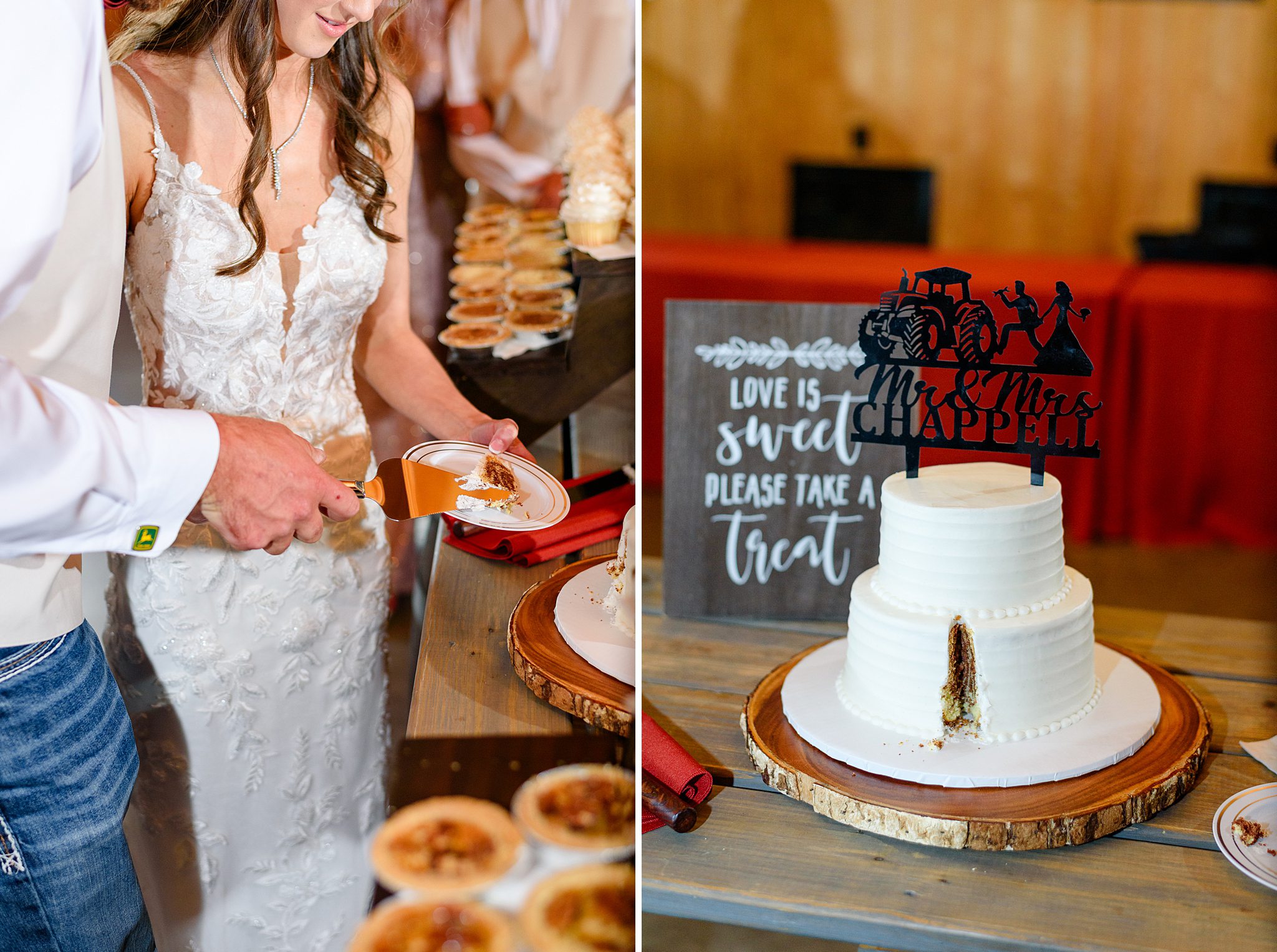 couple cutting their wedding cake