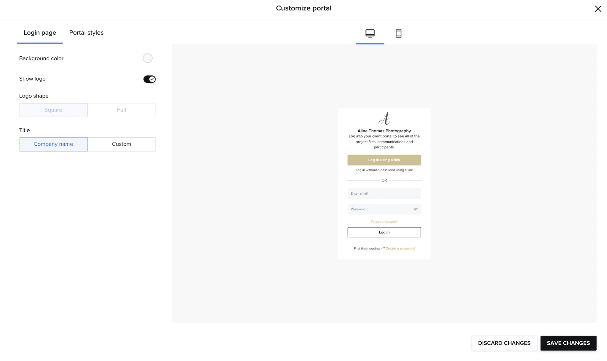New HoneyBook client portal
