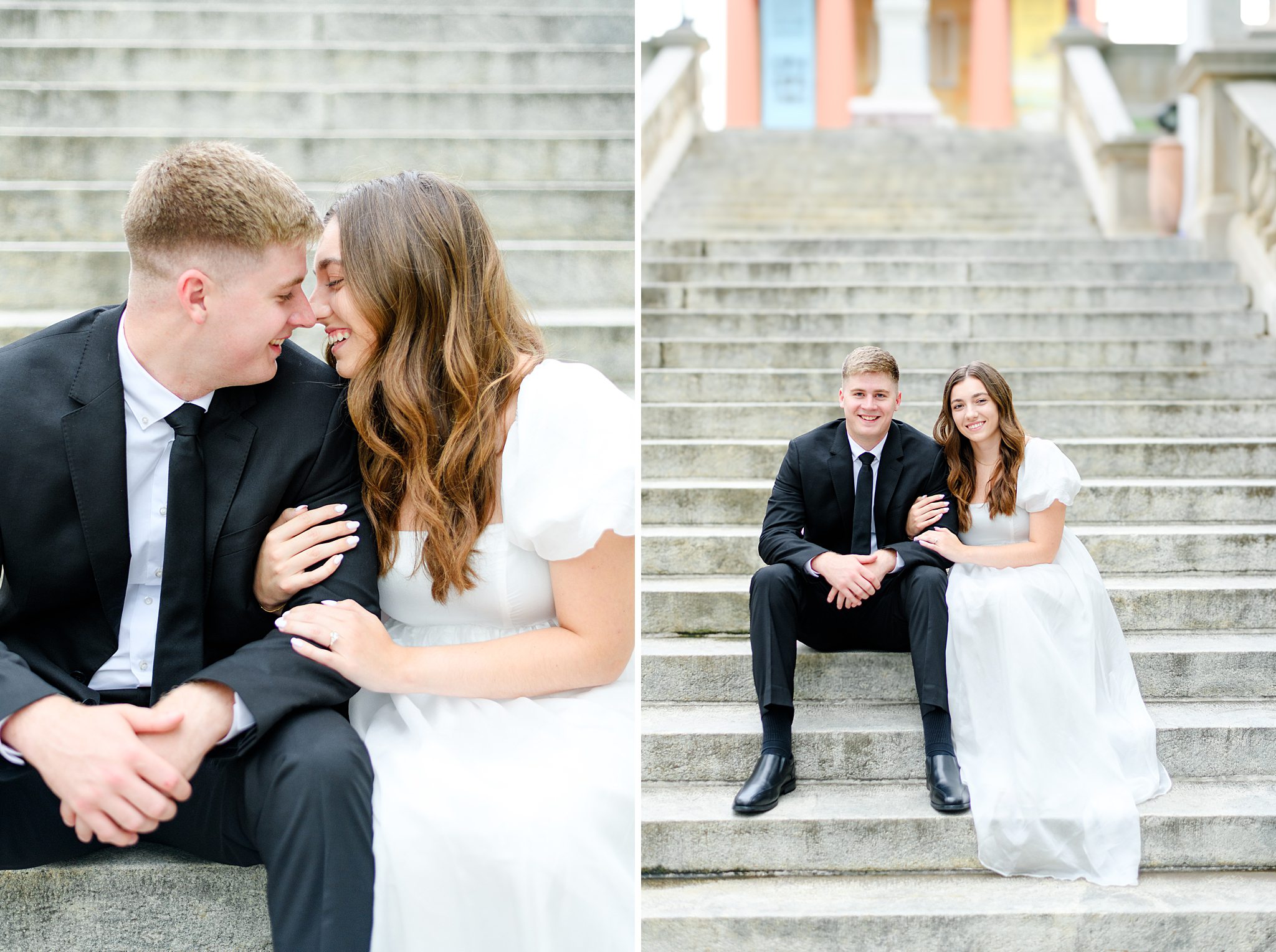 Close up of couple laughing together at Monument Terrace