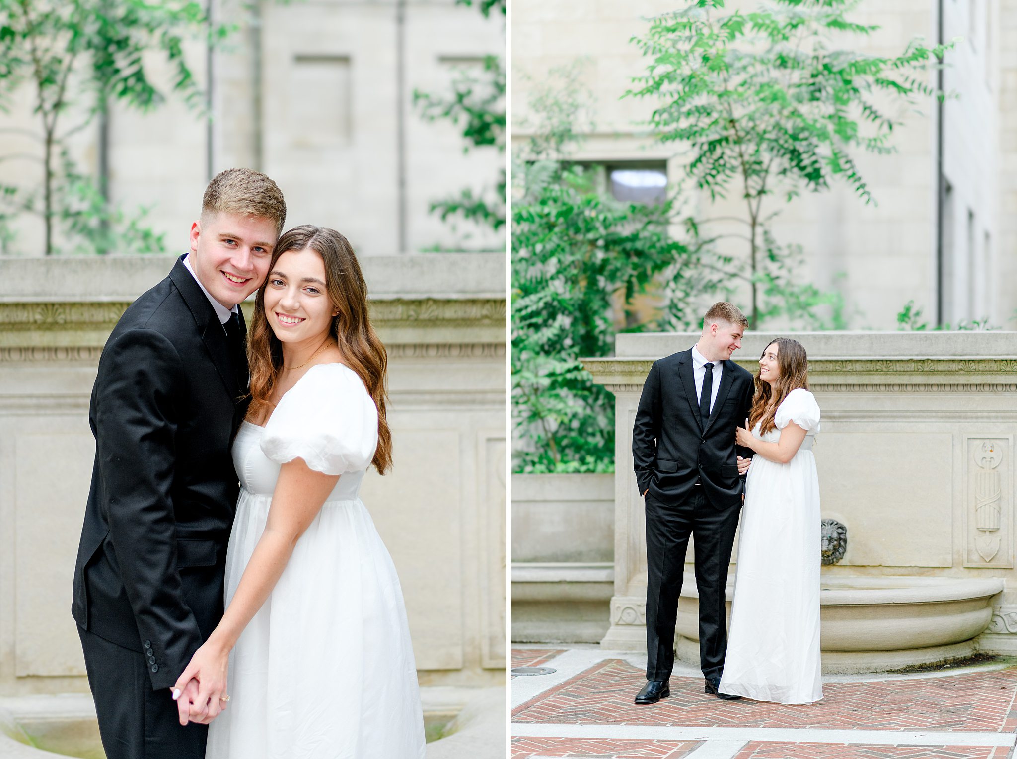Romantic moment between couple on the historic stairs at Monument Terrace