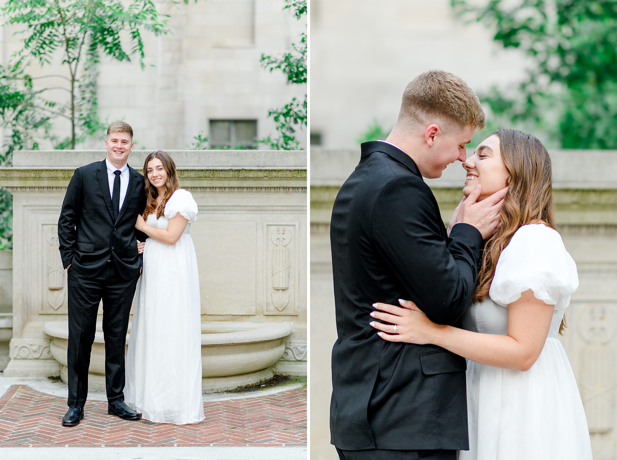 Sweet moment captured in one of the best Virginia engagement photo locations in downtown Lynchburg