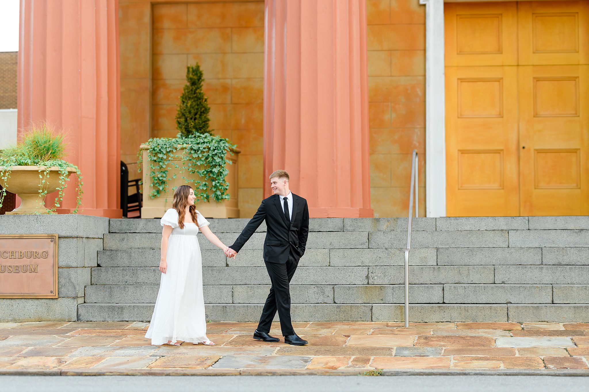 Intimate moment captured at Monument Terrace, one of the top Virginia engagement photo locations for classic couples