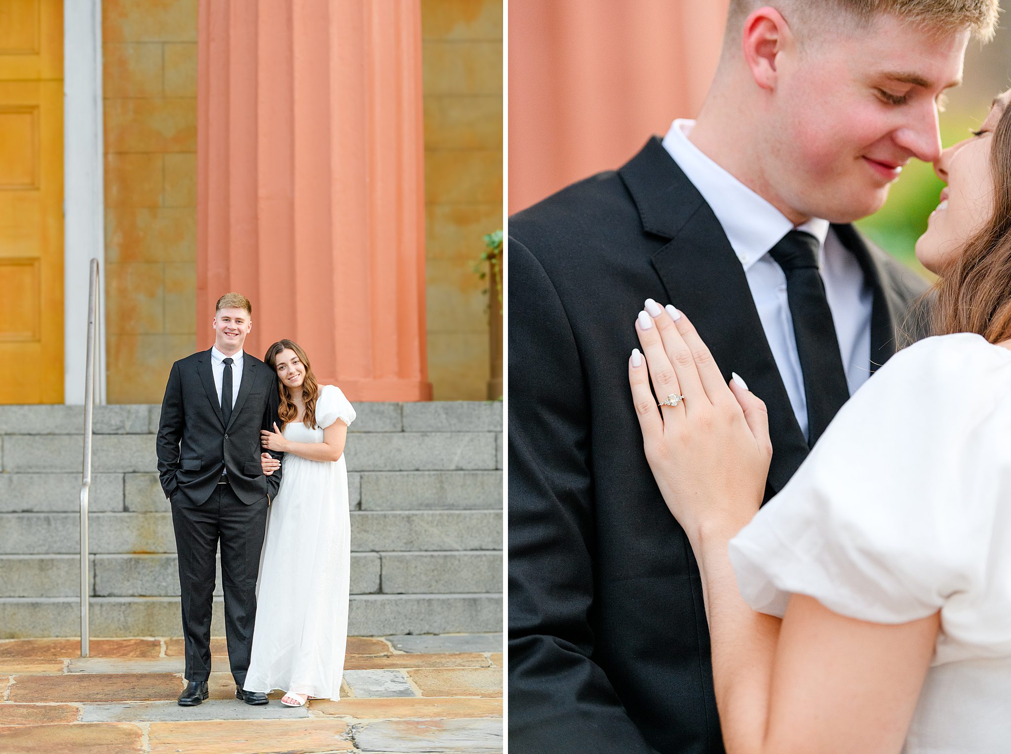 Engagement ring shot taken at one of the most elegant Virginia engagement photo locations