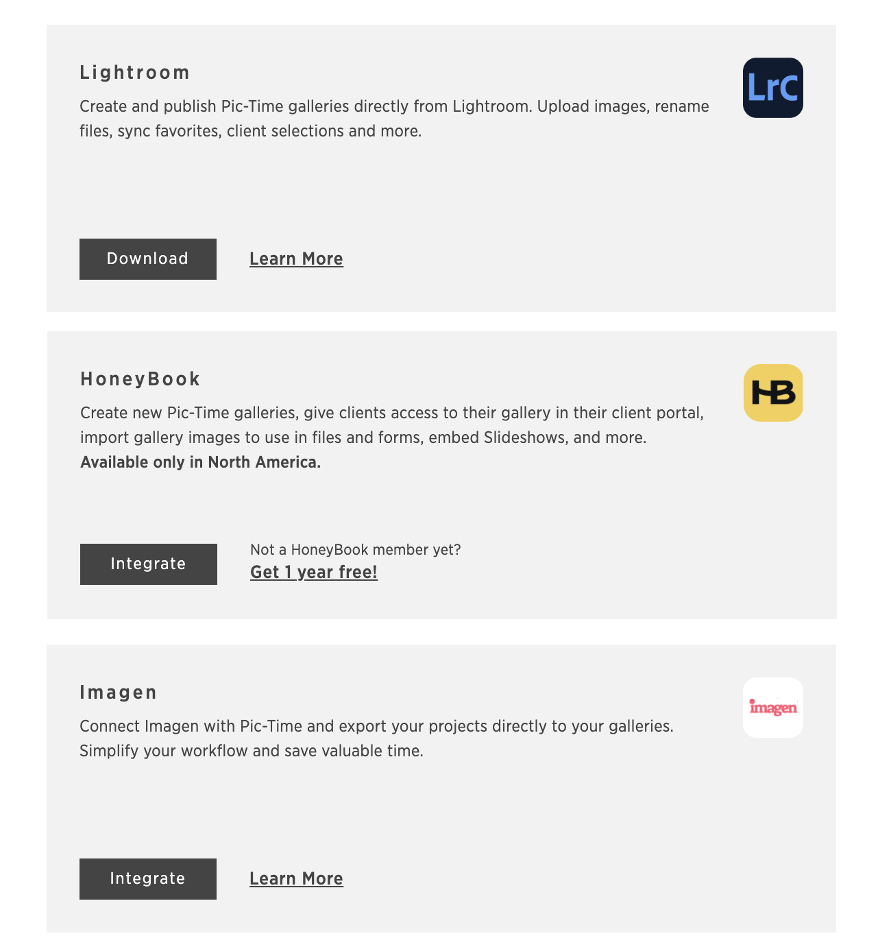 pic time integrations