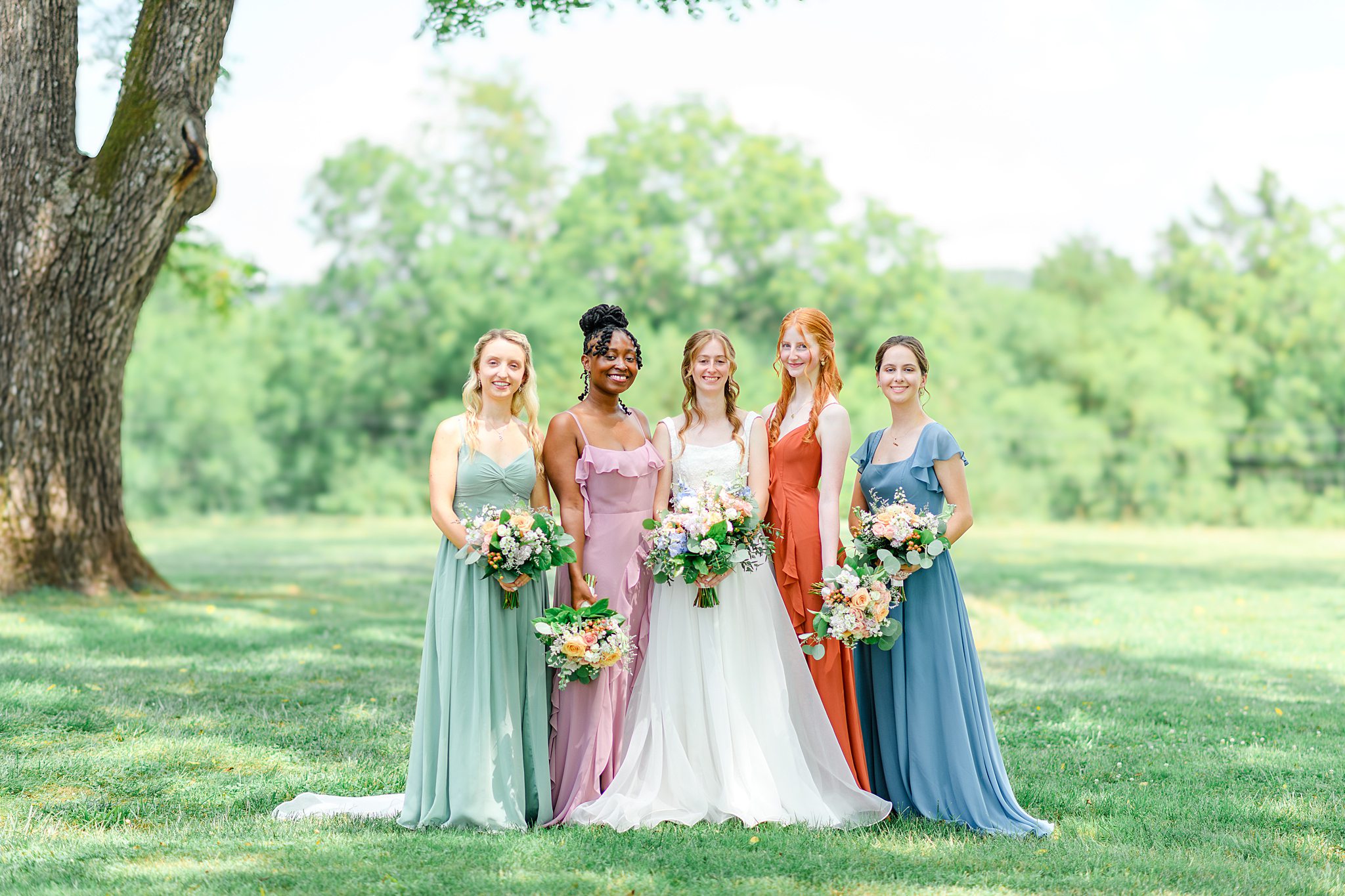 diffrent color bridesmaids dresses