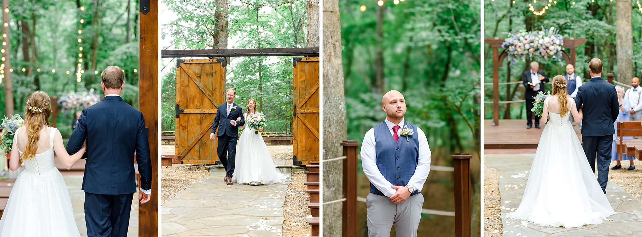 Groom waiting at outdoor ceremony spot