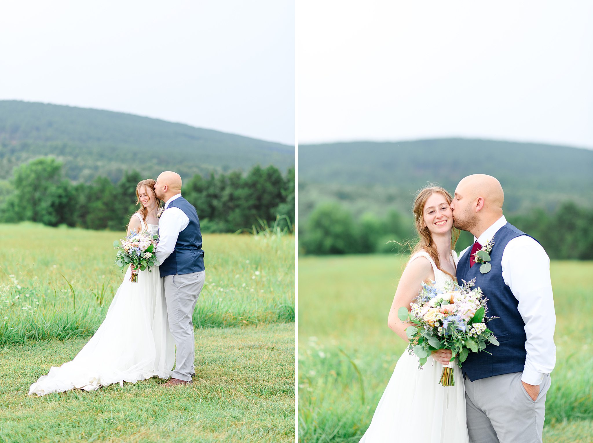 Groom kisses bride after the ceremony