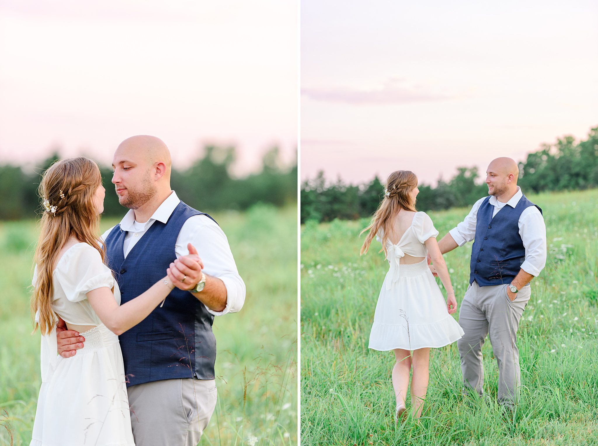 couple show dancing in the field