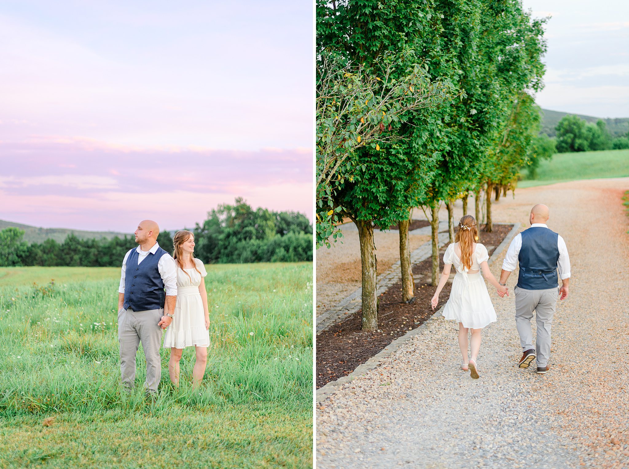 couple walking after sunset photos