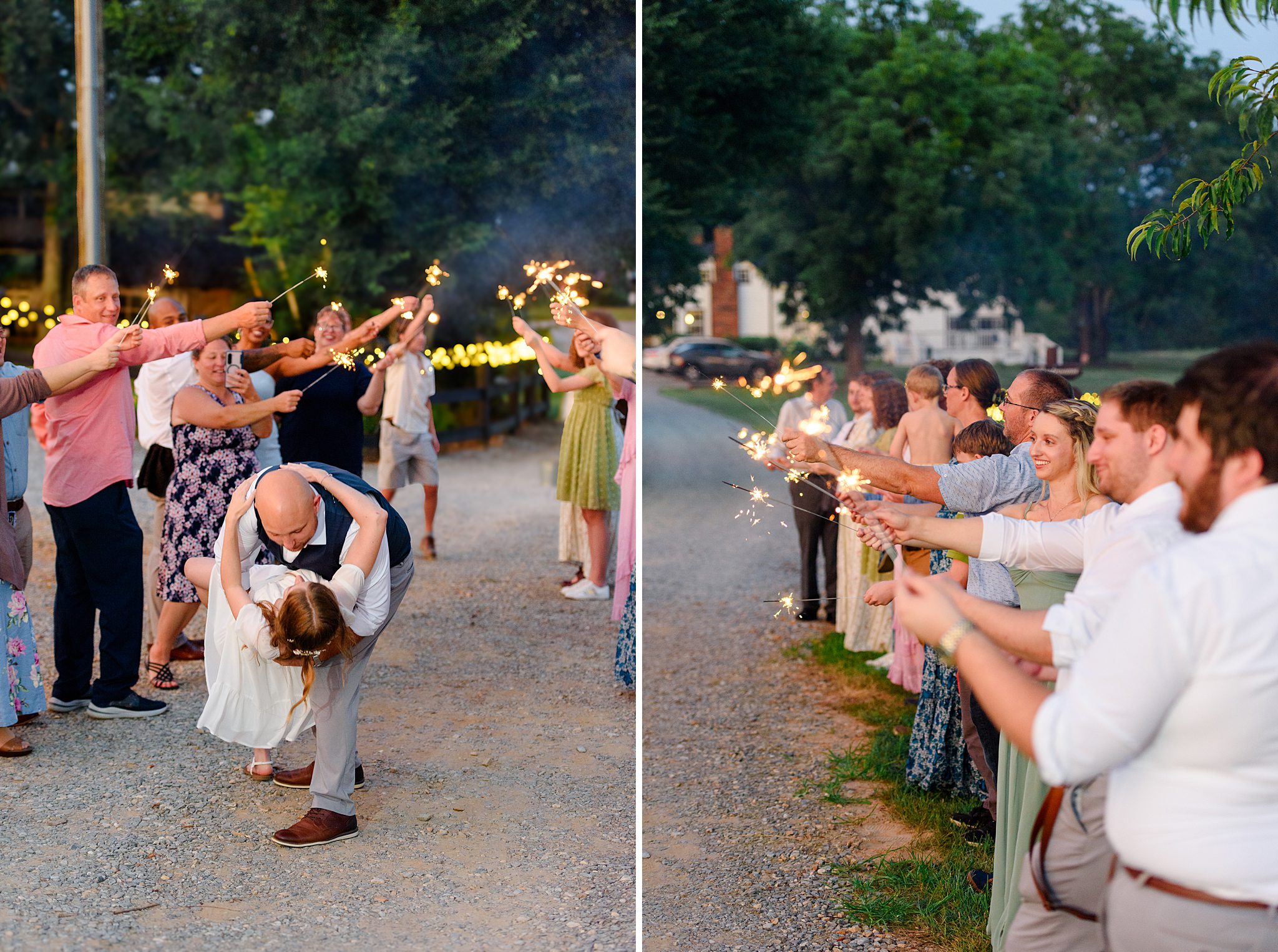 Couple celebrating with sparklers at Sorella Farms