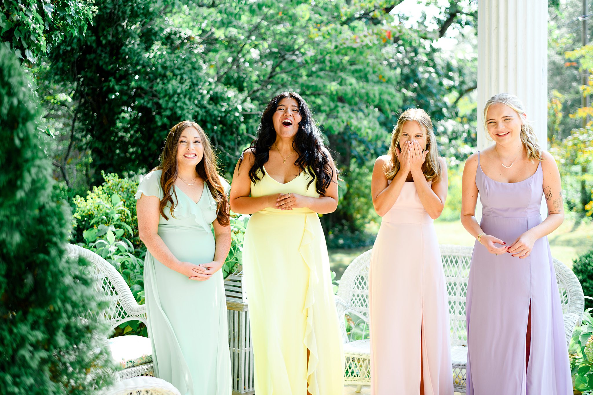 first look with bridesmiads