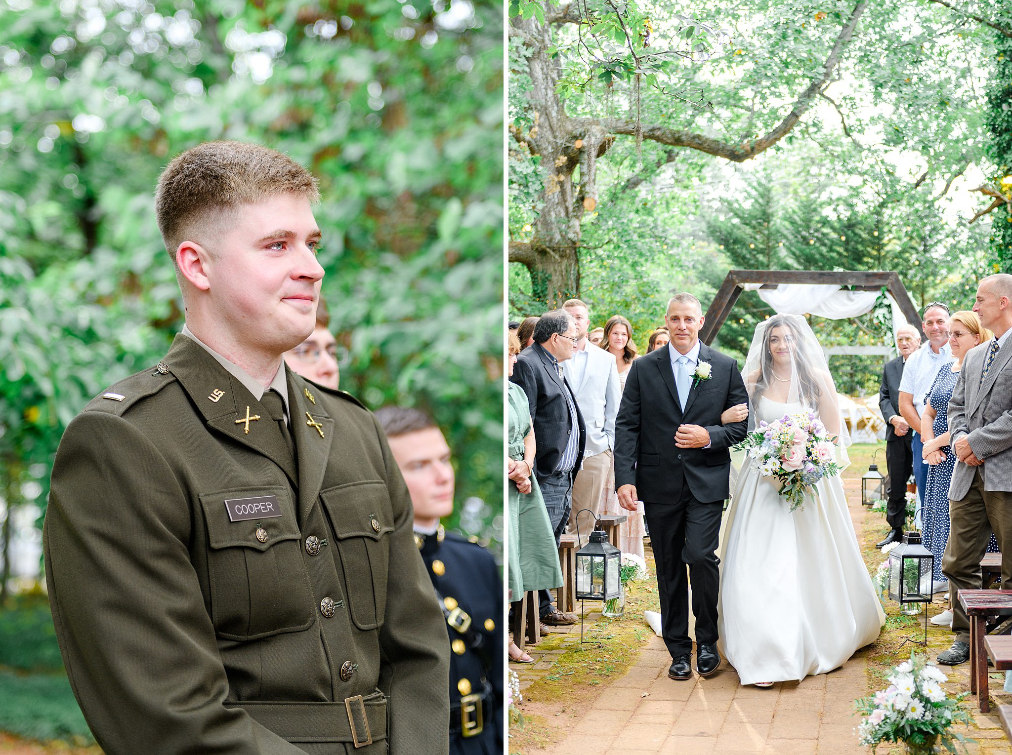 Groom’s reaction during bride's walk down the aisle