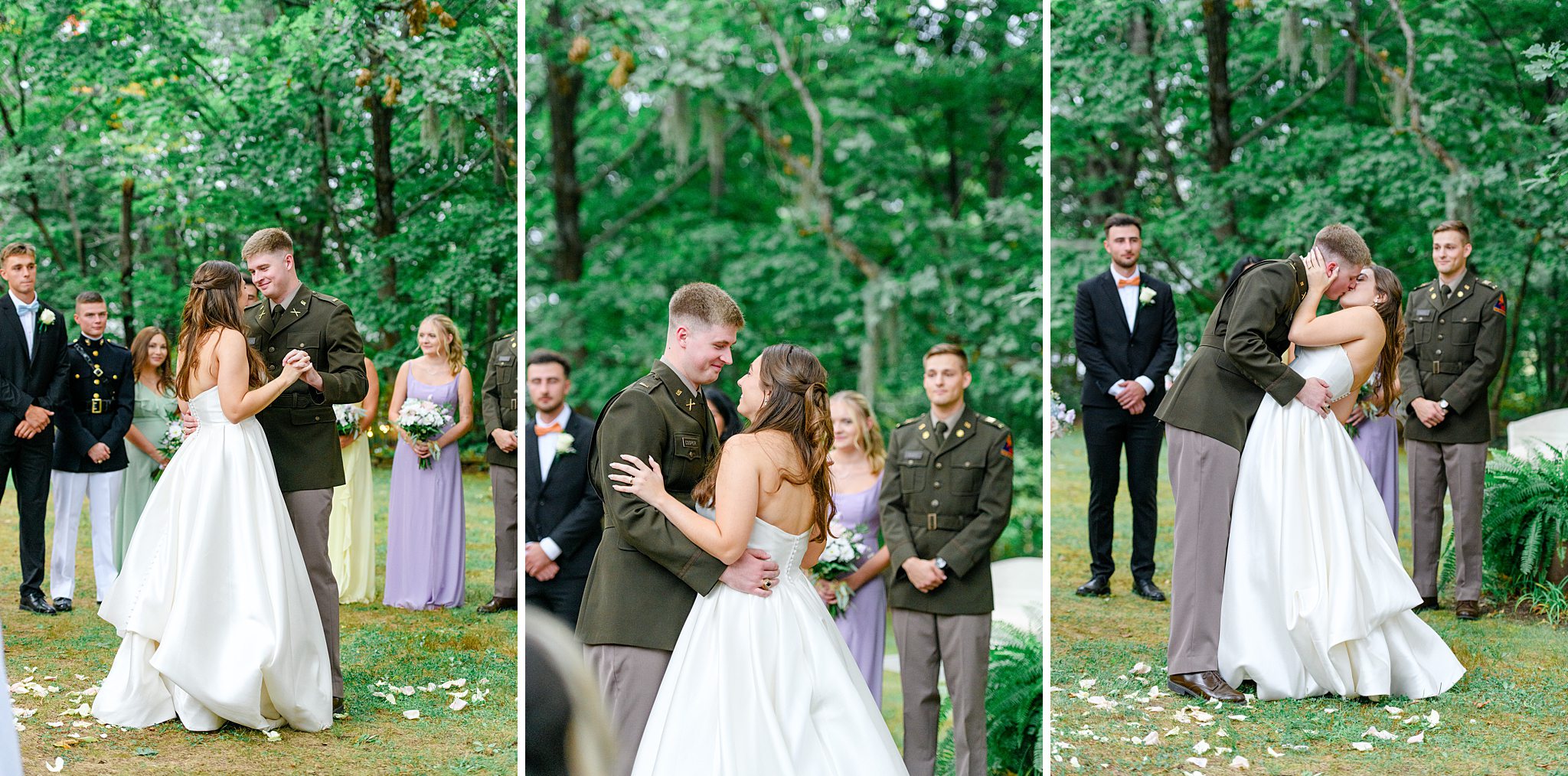 bride and groom first dance at garden themed wedding