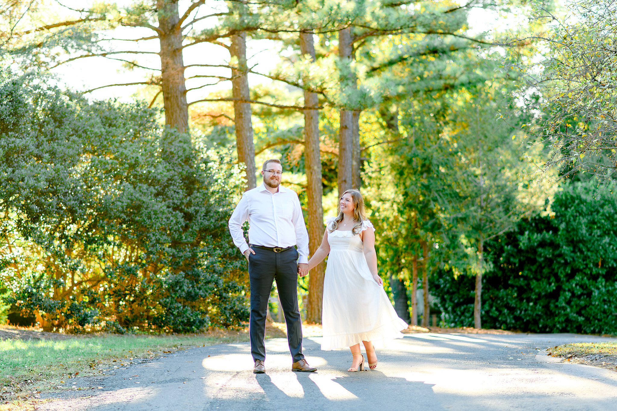 bride looking at groom and smiling