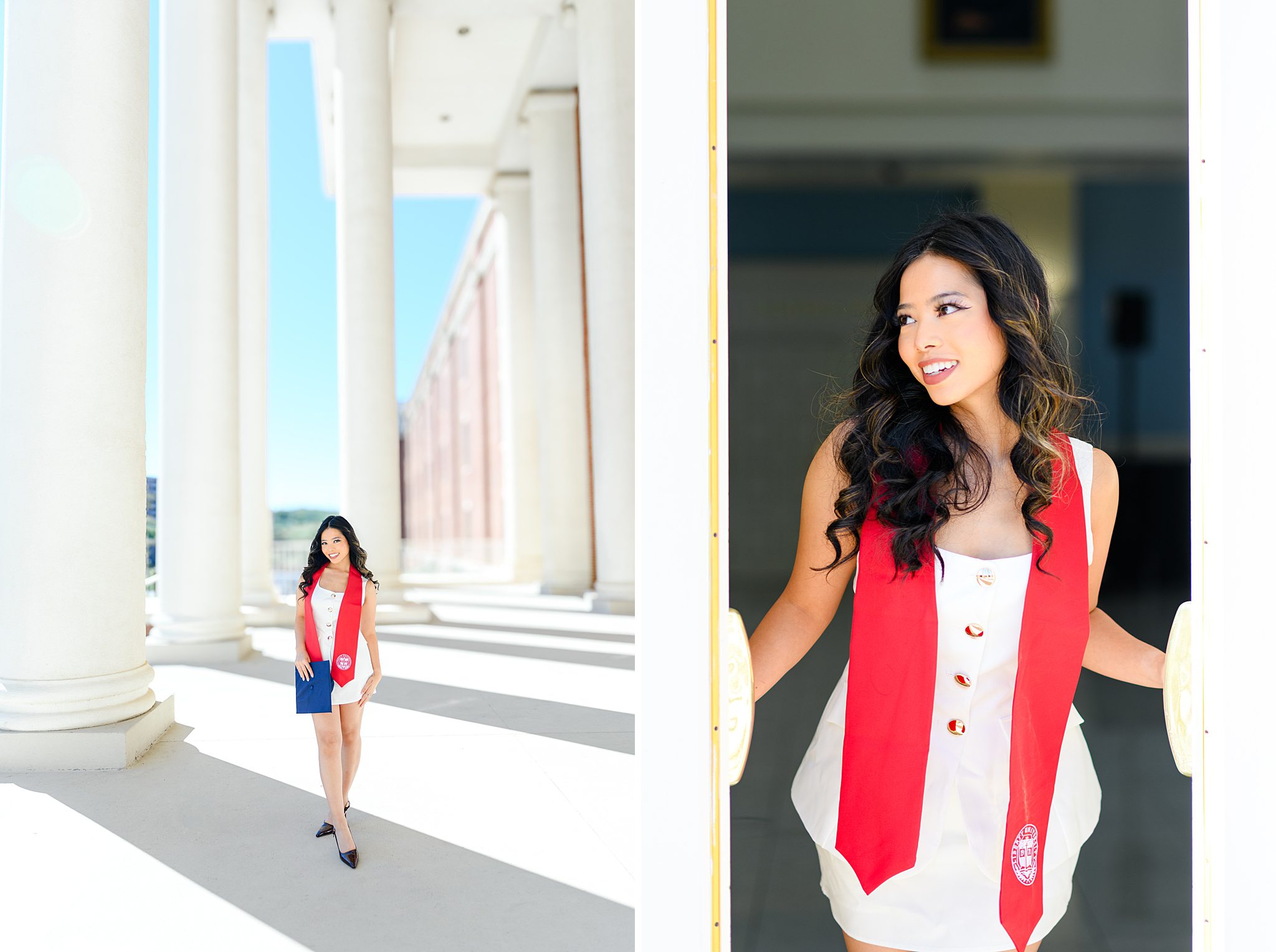 smiling for graduation pictures