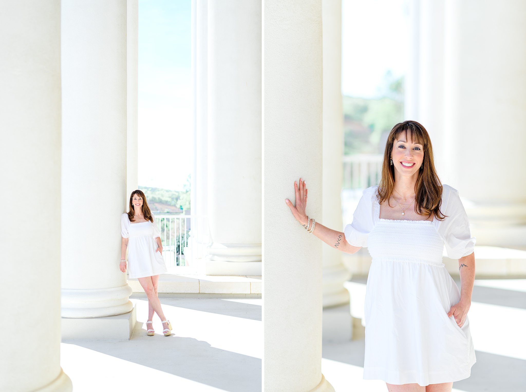 PhD grad photos taken in front of DeMoss at Liberty University