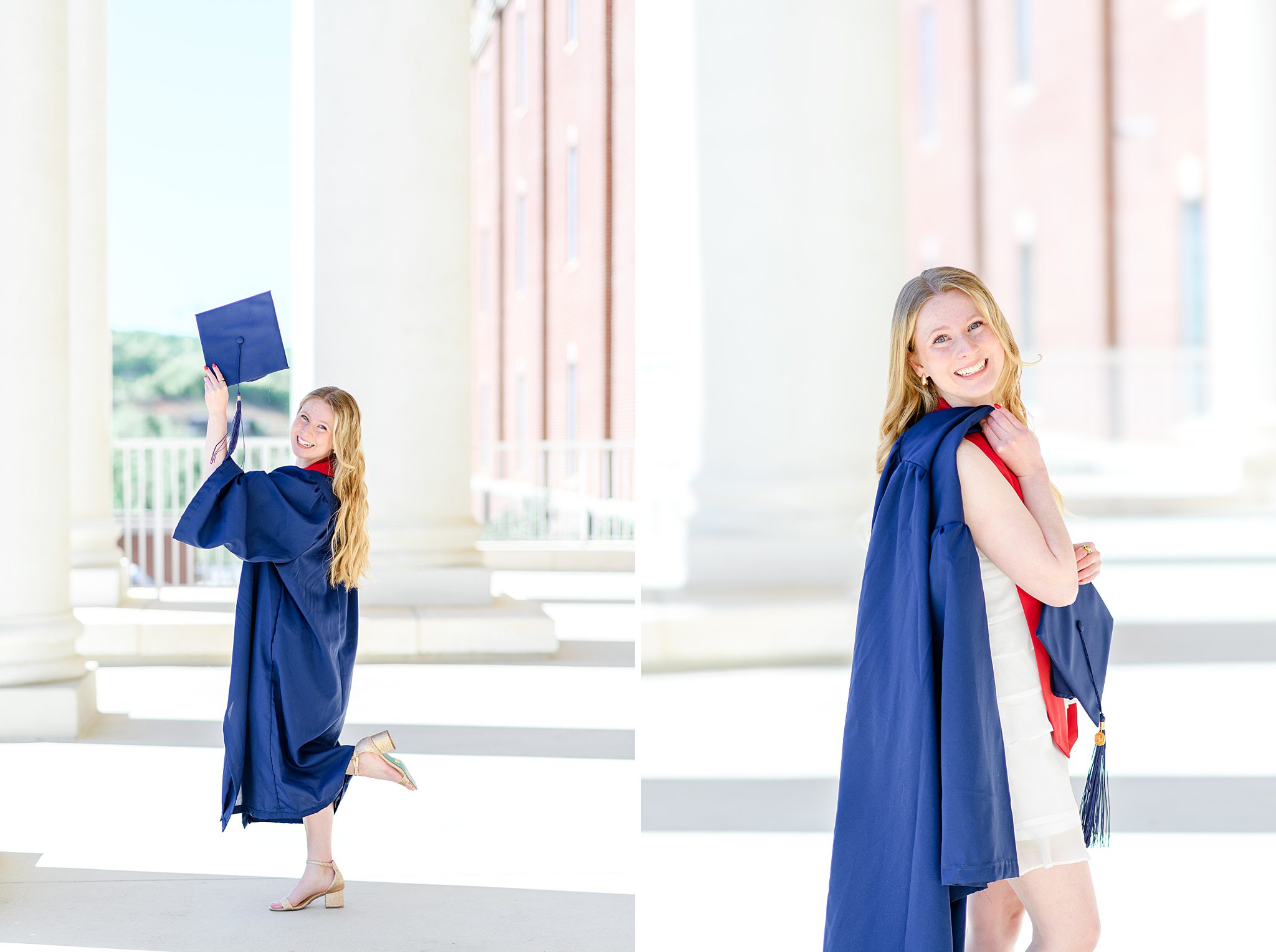 girl taking graduation photos at Liberty