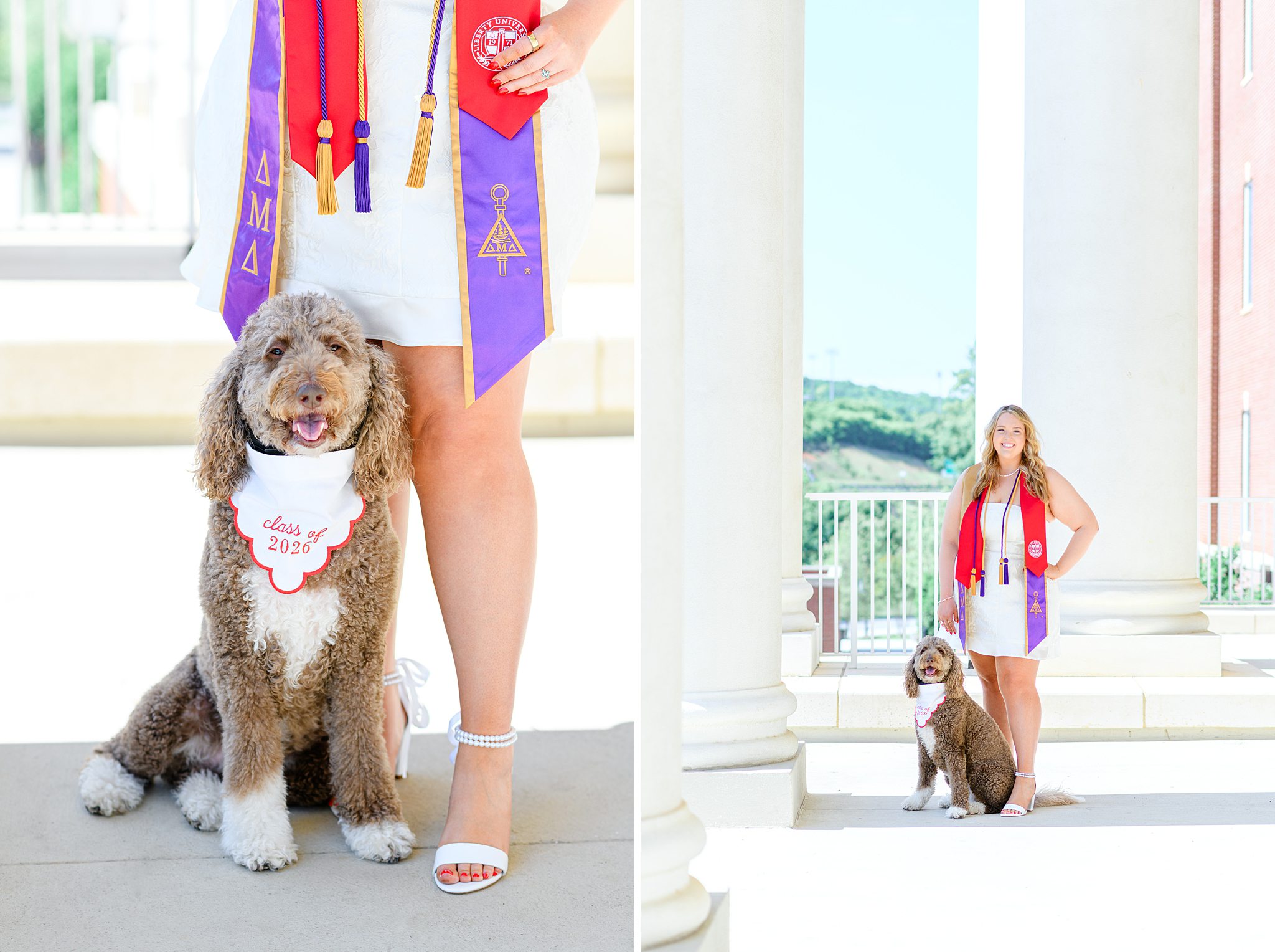 graduation photos at Liberty with dogs