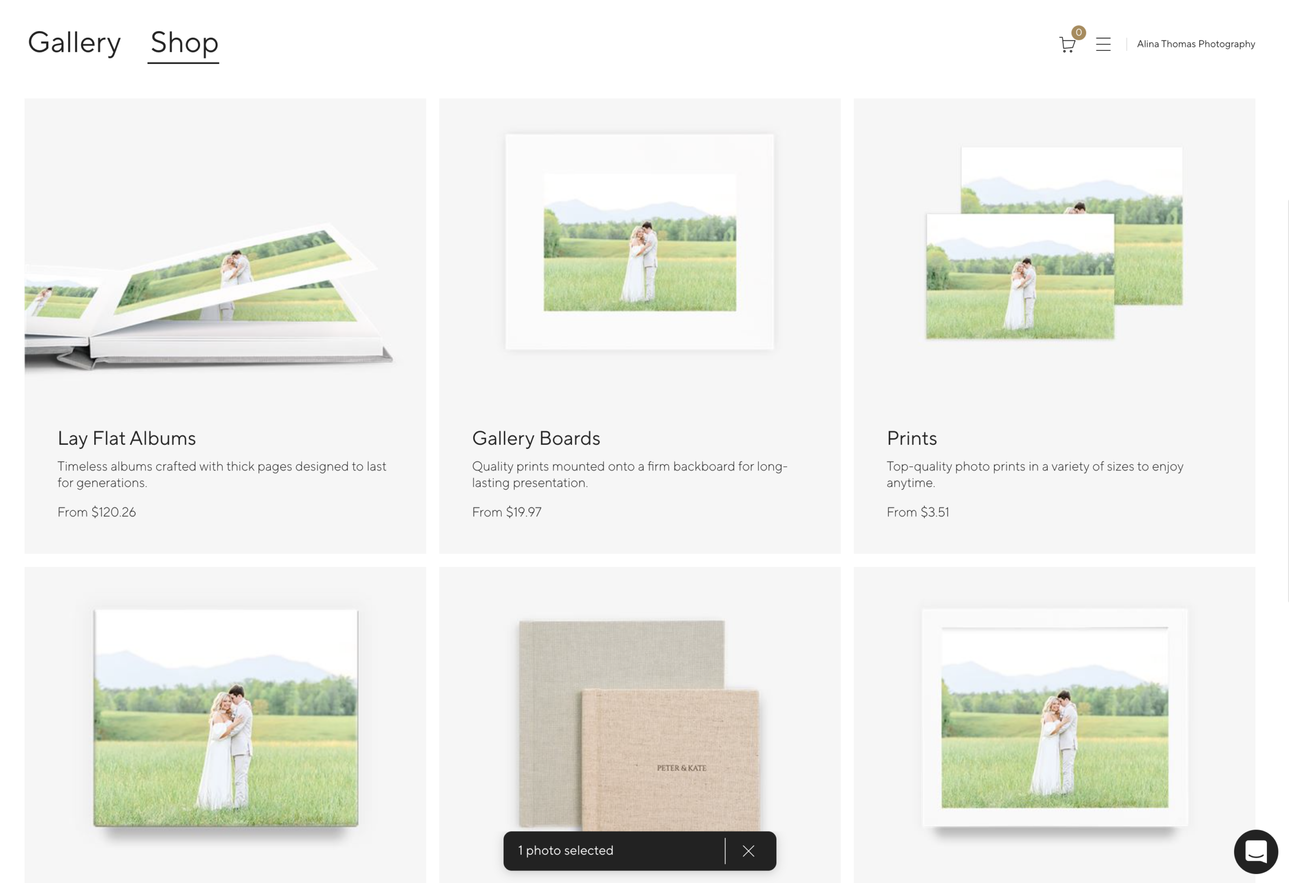 online shop for photography clients