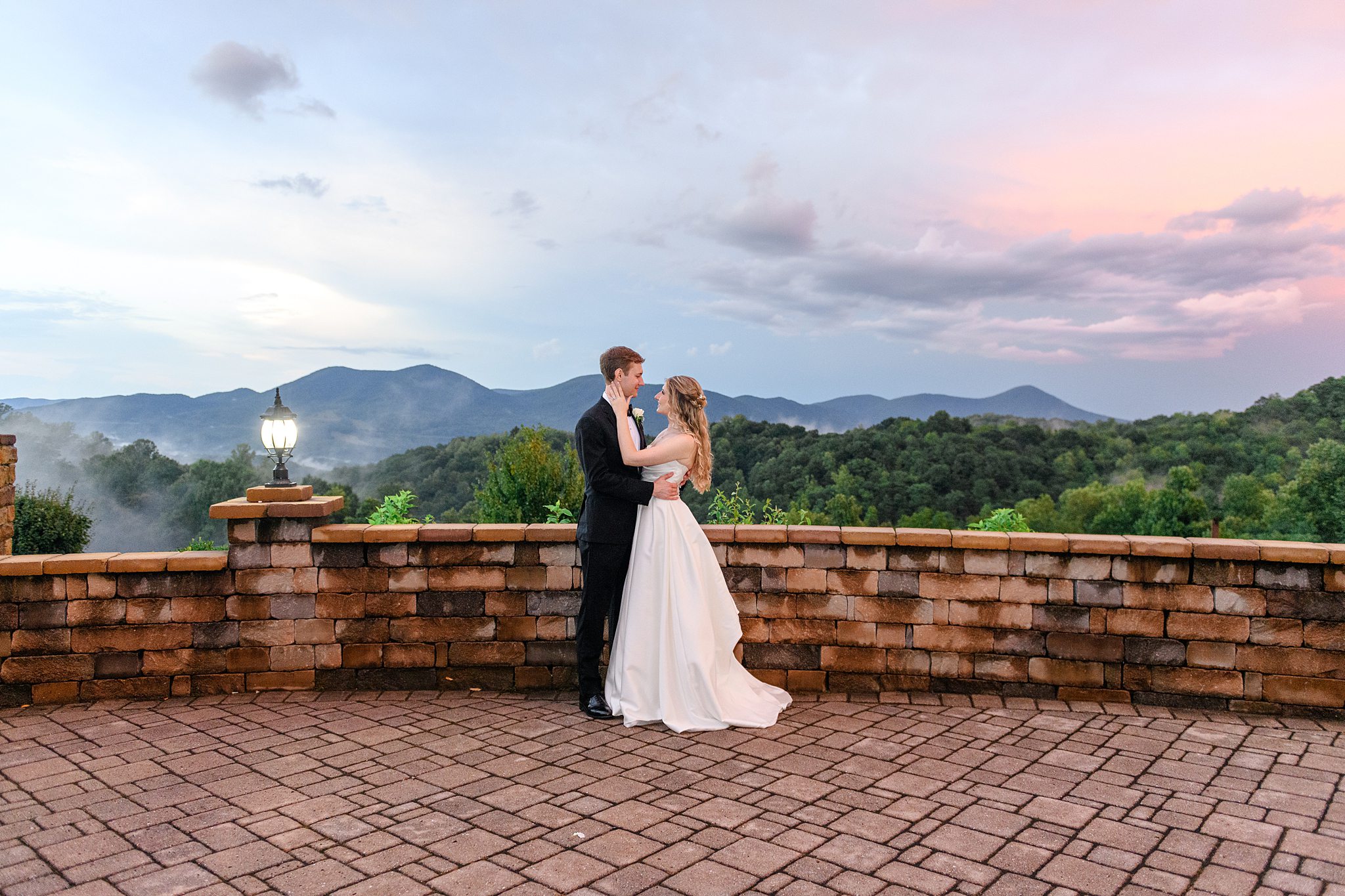 couple sunset photos at wedding